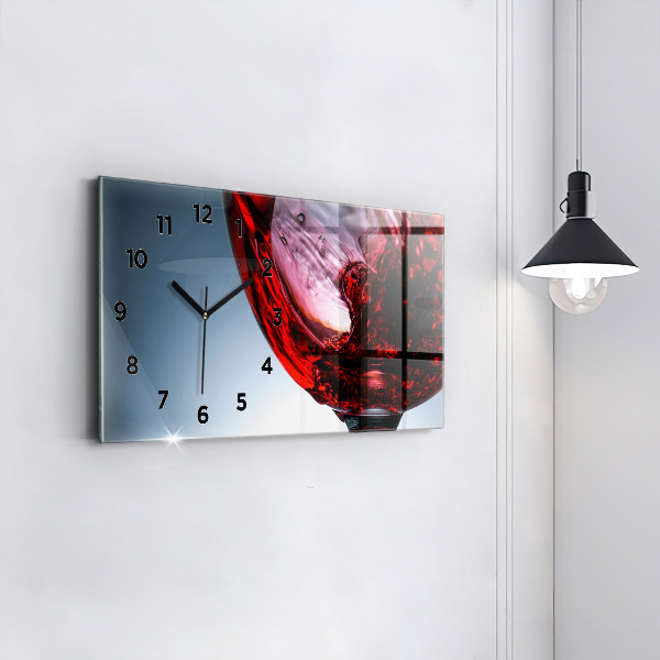 Horizontal wall clock Glass of wine