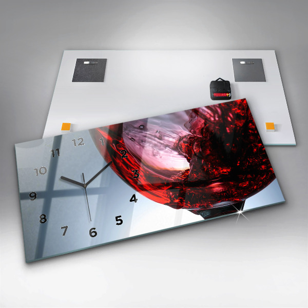 Horizontal wall clock Glass of wine