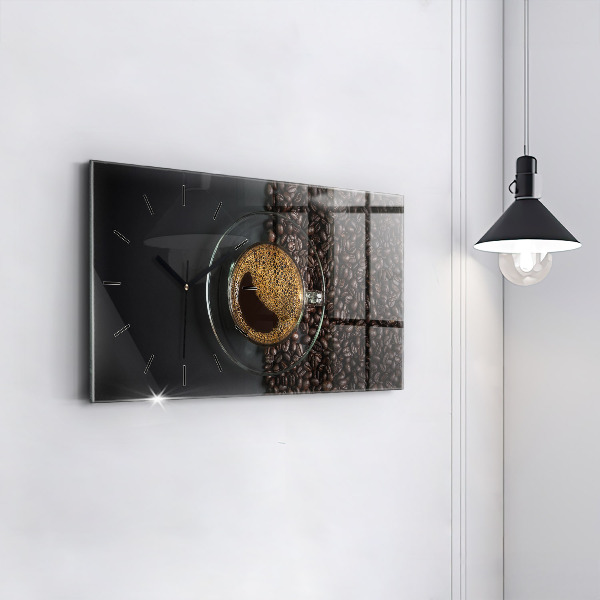 Horizontal wall clock A cup of coffee