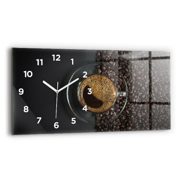 Horizontal wall clock A cup of coffee
