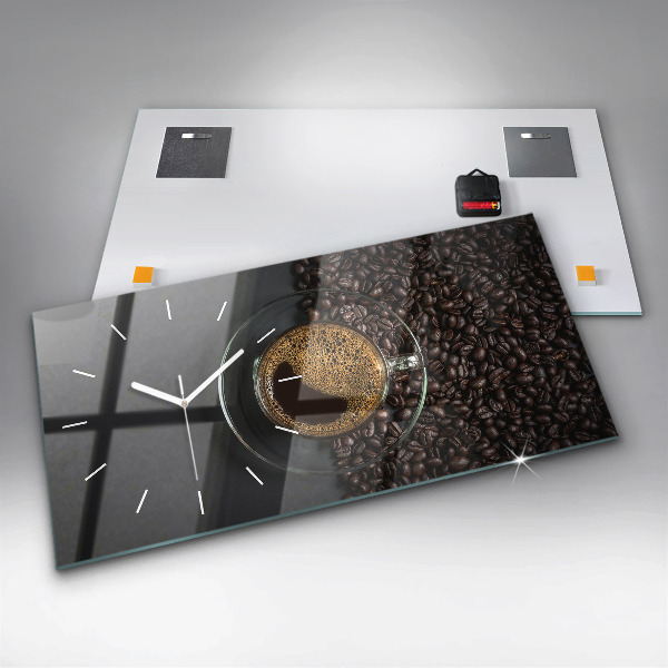 Horizontal wall clock A cup of coffee
