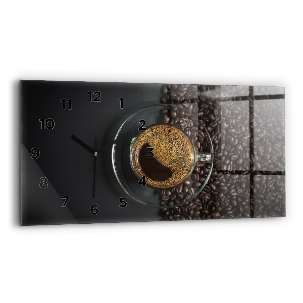 Horizontal wall clock A cup of coffee