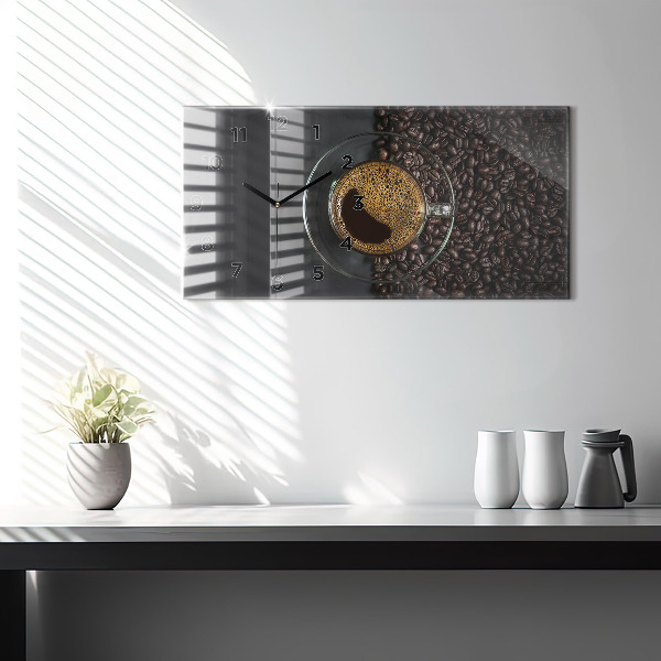 Horizontal wall clock A cup of coffee