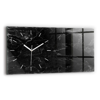Horizontal wall clock Black marble