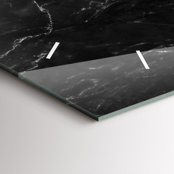 Horizontal wall clock Black marble