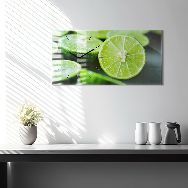 Horizontal wall clock Lime wedges