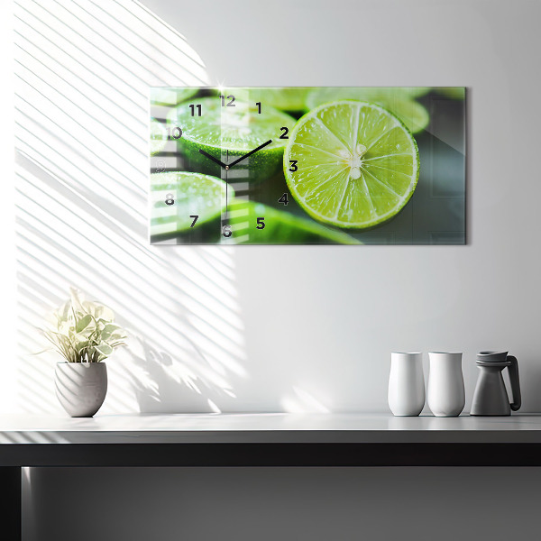 Horizontal wall clock Lime wedges