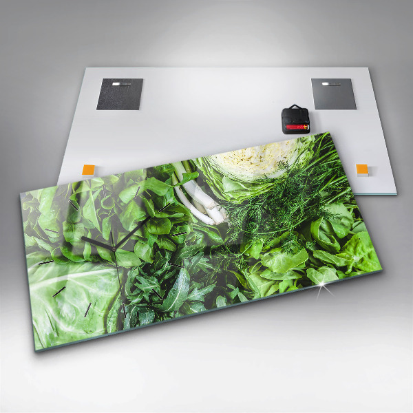 Horizontal wall clock Green vegetables