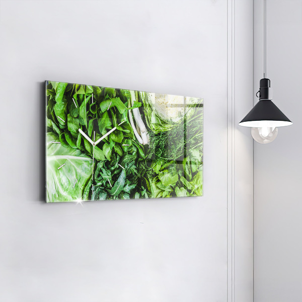 Horizontal wall clock Green vegetables