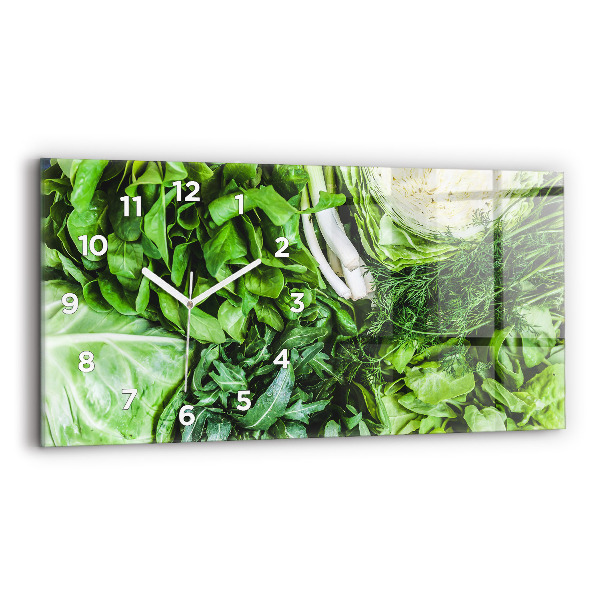 Horizontal wall clock Green vegetables
