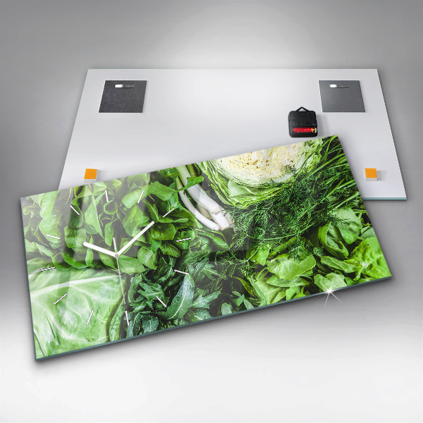 Horizontal wall clock Green vegetables