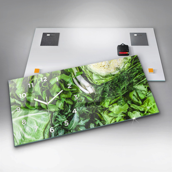 Horizontal wall clock Green vegetables