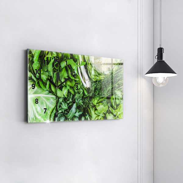 Horizontal wall clock Green vegetables