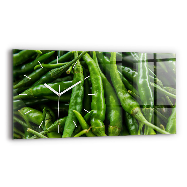 Horizontal wall clock Green pepper