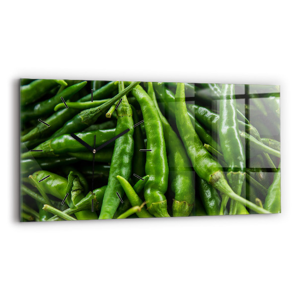 Horizontal wall clock Green pepper