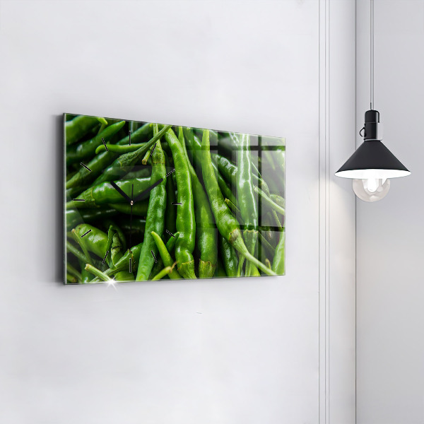 Horizontal wall clock Green pepper