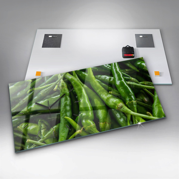 Horizontal wall clock Green pepper