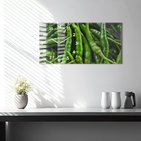 Horizontal wall clock Green pepper