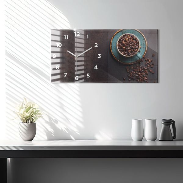 Horizontal wall clock A cup of coffee