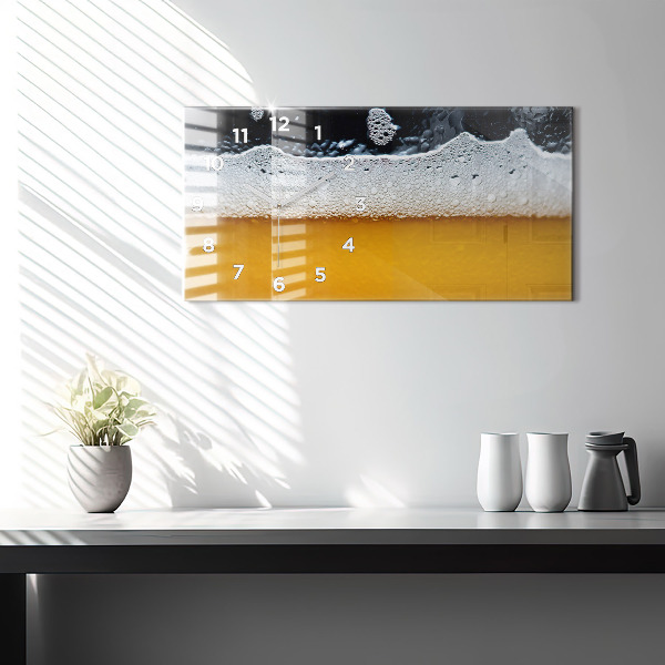 Horizontal wall clock Close-up of beer
