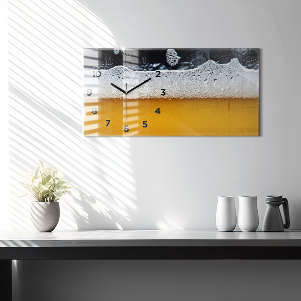 Horizontal wall clock Close-up of beer