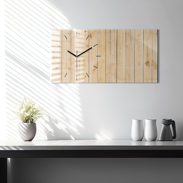 Horizontal wall clock Wooden boards