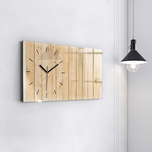 Horizontal wall clock Wooden boards