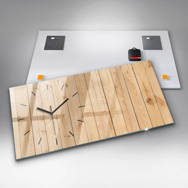 Horizontal wall clock Wooden boards