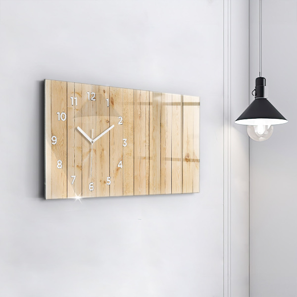 Horizontal wall clock Wooden boards