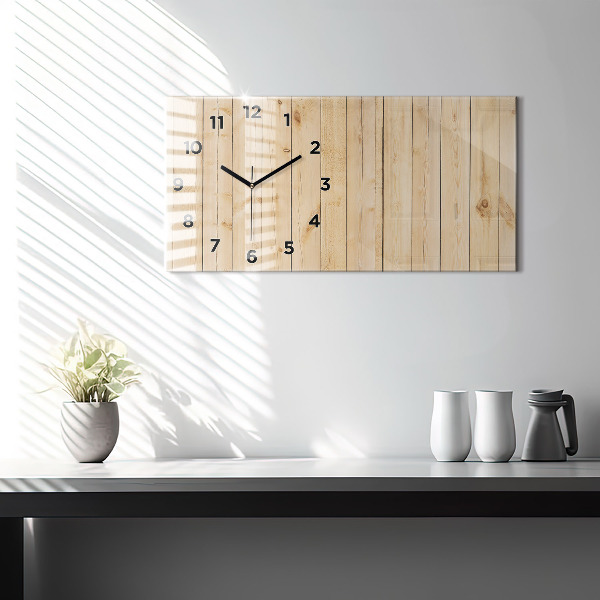 Horizontal wall clock Wooden boards