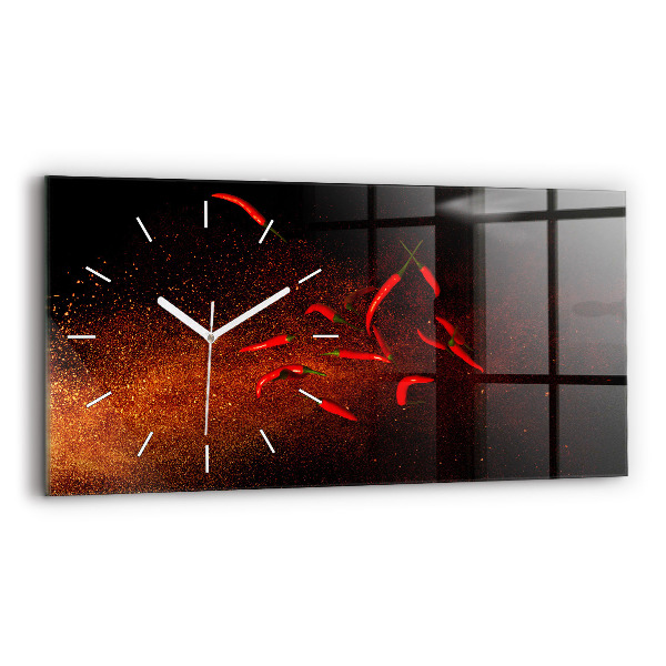 Horizontal wall clock Chili peppers