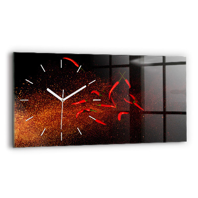 Horizontal wall clock Chili peppers