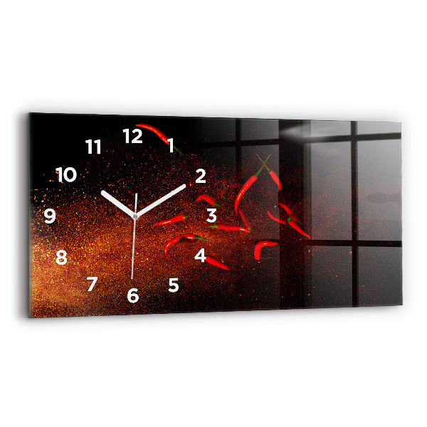 Horizontal wall clock Chili peppers
