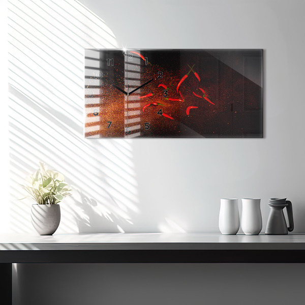 Horizontal wall clock Chili peppers
