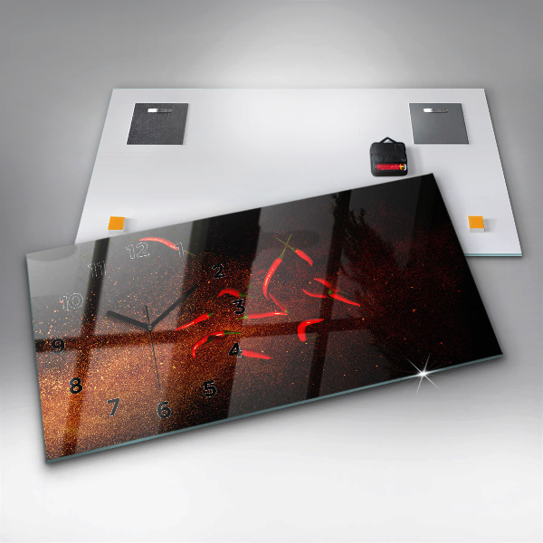 Horizontal wall clock Chili peppers