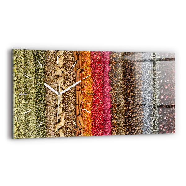 Horizontal wall clock Rows of spices