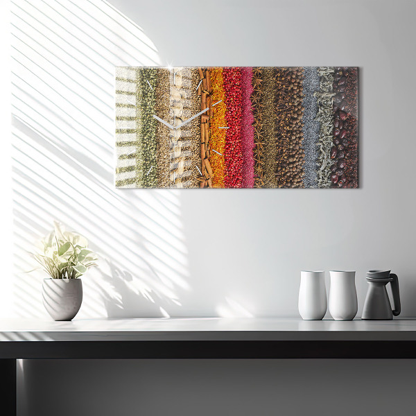 Horizontal wall clock Rows of spices