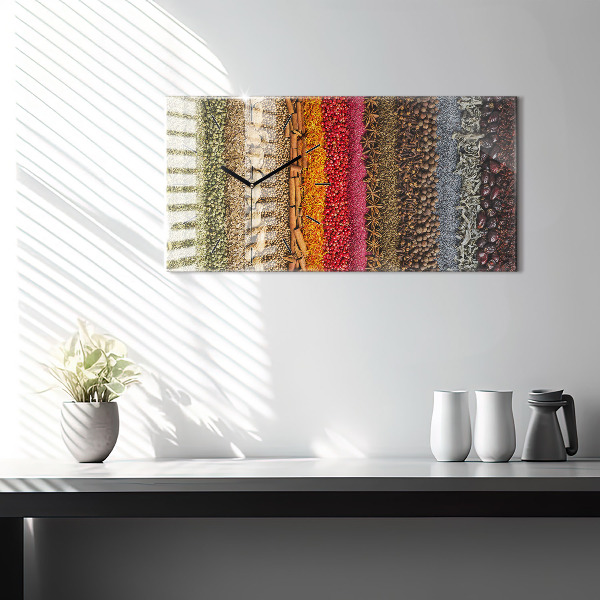 Horizontal wall clock Rows of spices