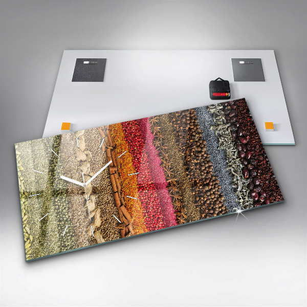 Horizontal wall clock Rows of spices
