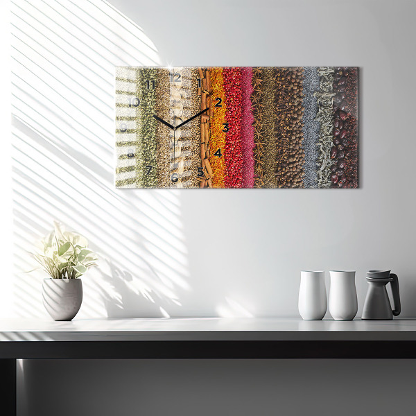 Horizontal wall clock Rows of spices