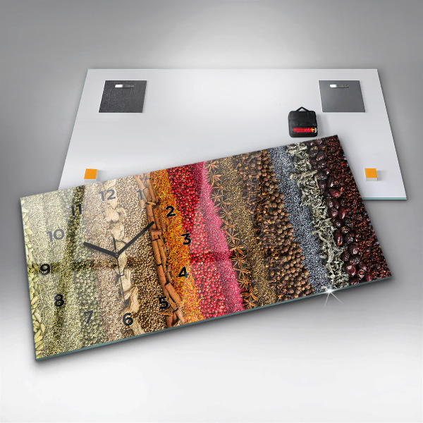 Horizontal wall clock Rows of spices