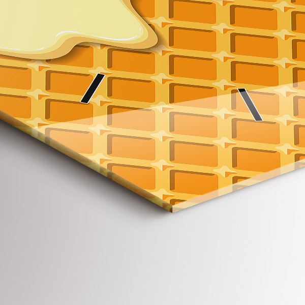 Horizontal wall clock Waffle and ice cream