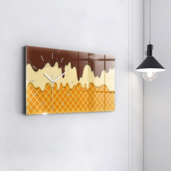 Horizontal wall clock Waffle and ice cream
