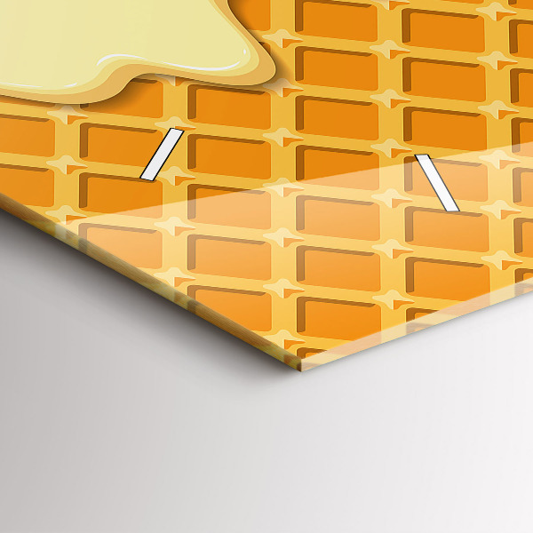 Horizontal wall clock Waffle and ice cream