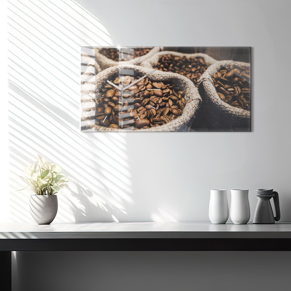 Horizontal wall clock Bags of coffee