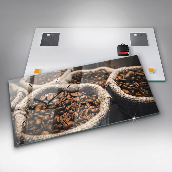 Horizontal wall clock Bags of coffee