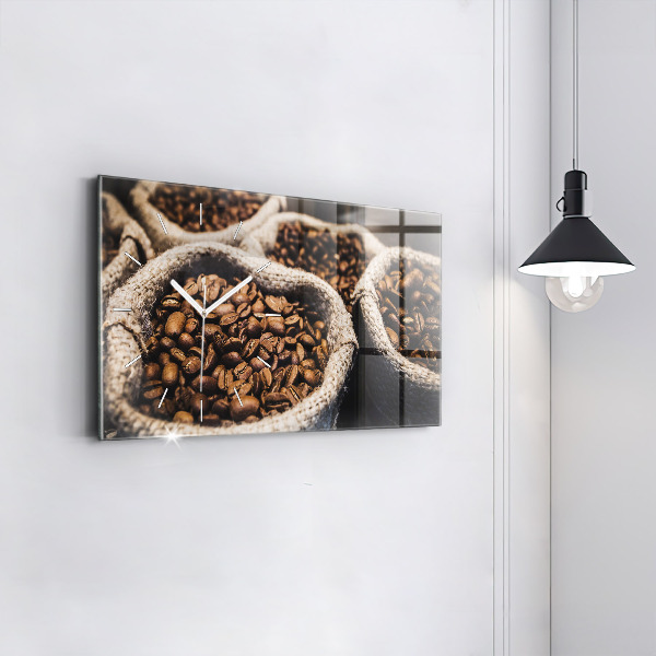 Horizontal wall clock Bags of coffee