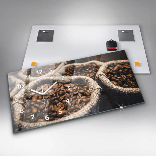 Horizontal wall clock Bags of coffee