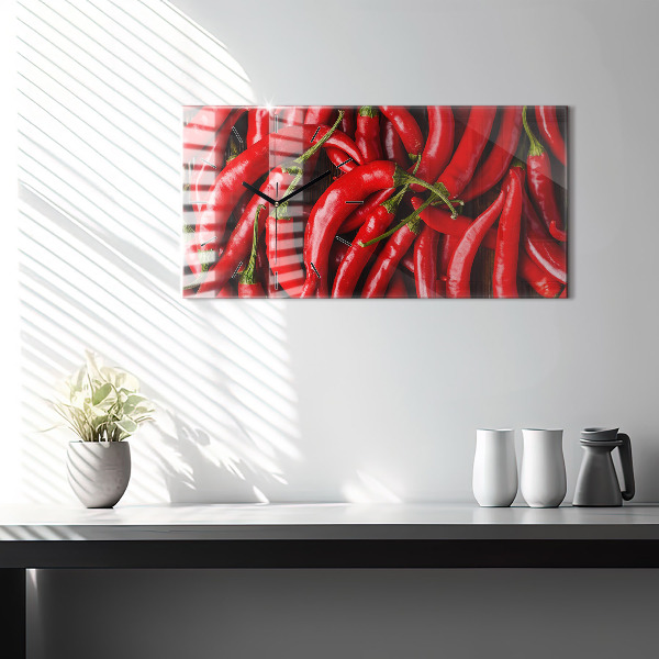 Horizontal wall clock Hot peppers