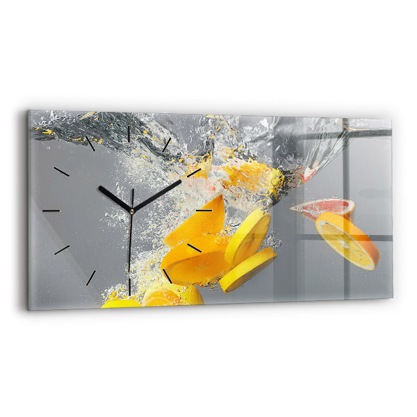 Horizontal wall clock Citrus in water